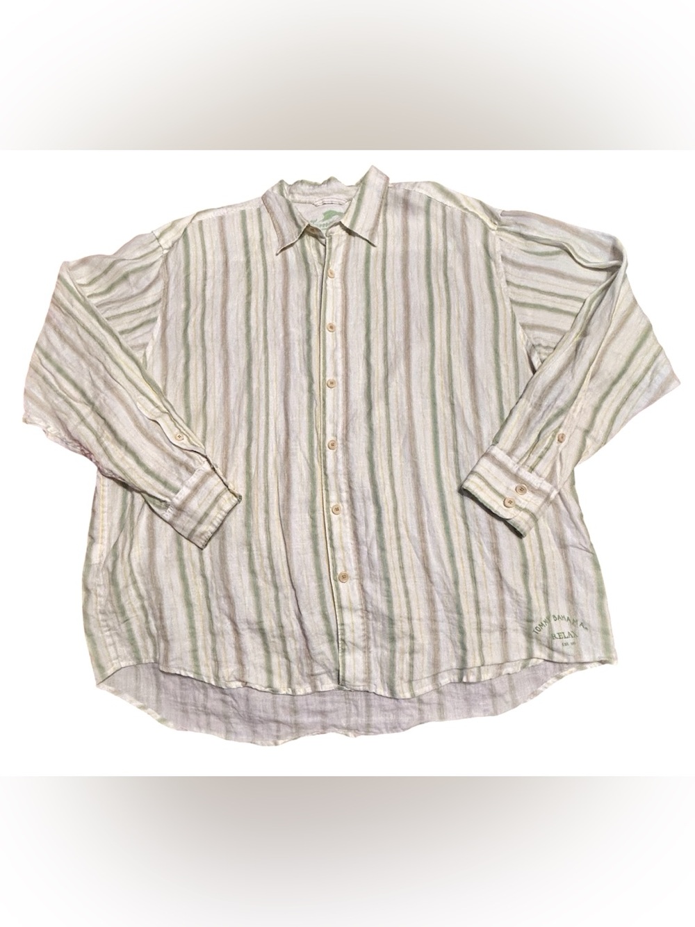 Tommy Bahama Relax 100% Linen Striped Button Up Shirt Men XXL Resort Beach EUC